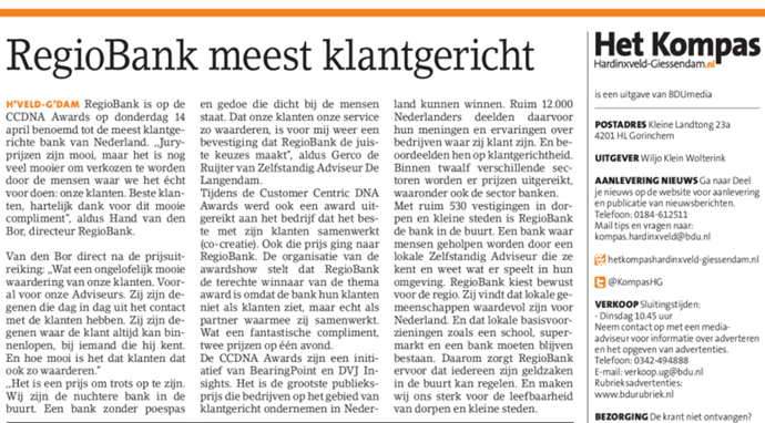 Artikel Het Kompas 20 april 2016