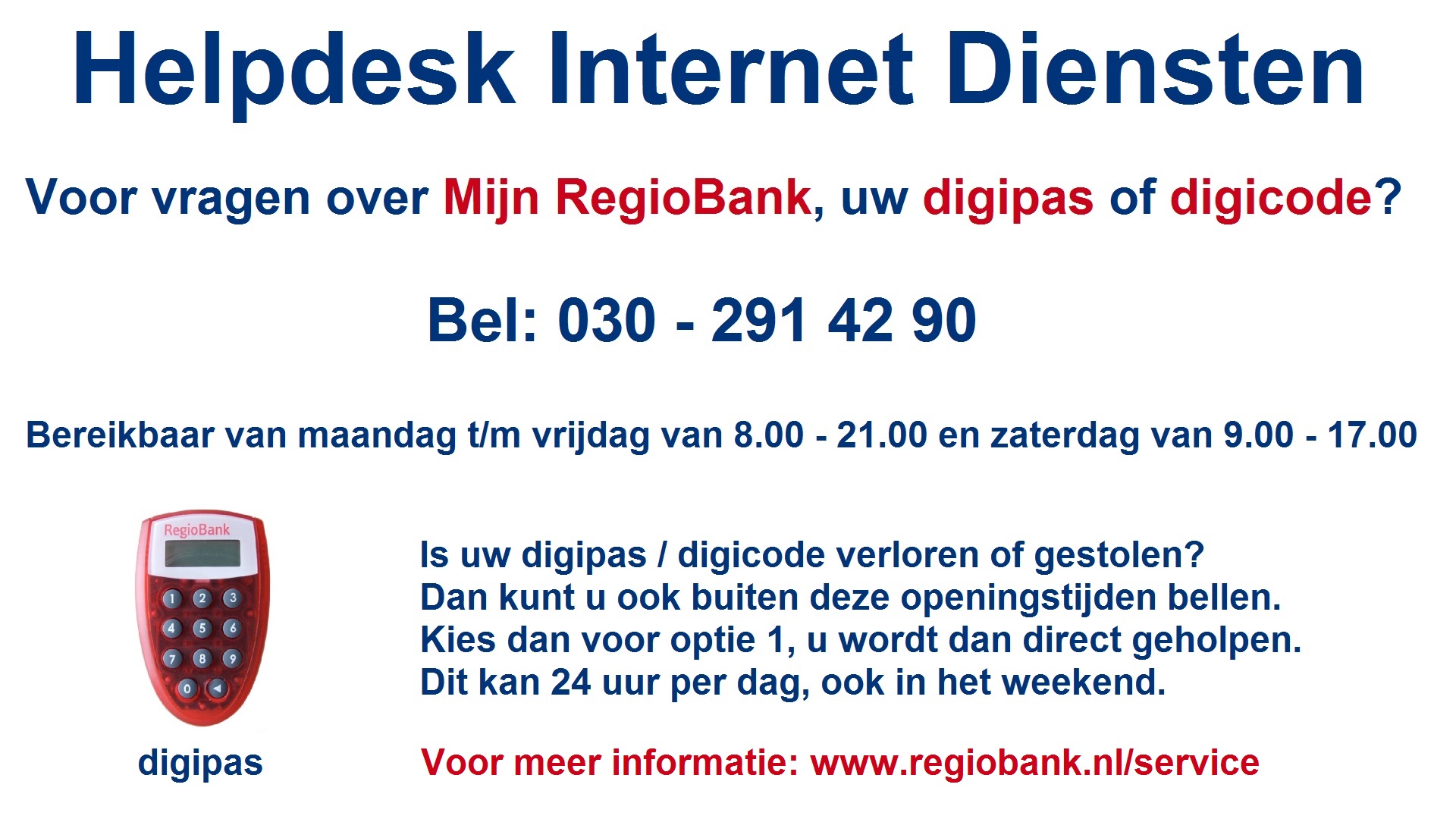Helpdesk Internet Diensten RegioBank