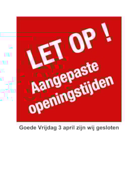 gewijzigde openingstijden 2026 goede vrijdag